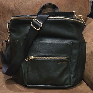Fawn Design Black Faux Leather Backpack